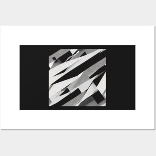 black and white abstract technical infinite cyberpunk  pattern Posters and Art